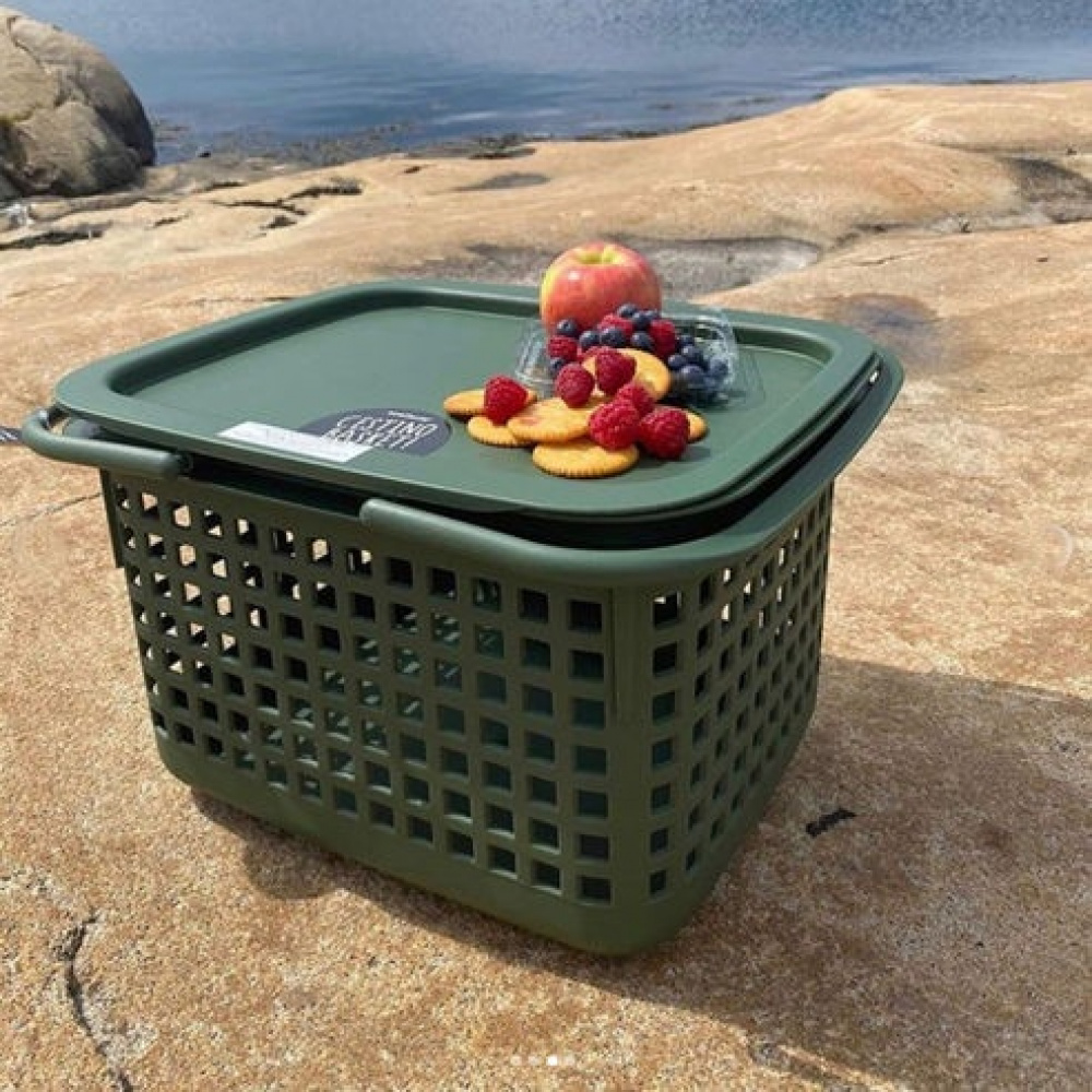 Korg med Lock, från Japan, 23 L, CESTINO MEDIUM, 42 × 35 × H 25 cm, Grön i gruppen Förvaring / Förråd- och garageförvaring / Korgar och hinkar hos SmartaSaker.se (41490)