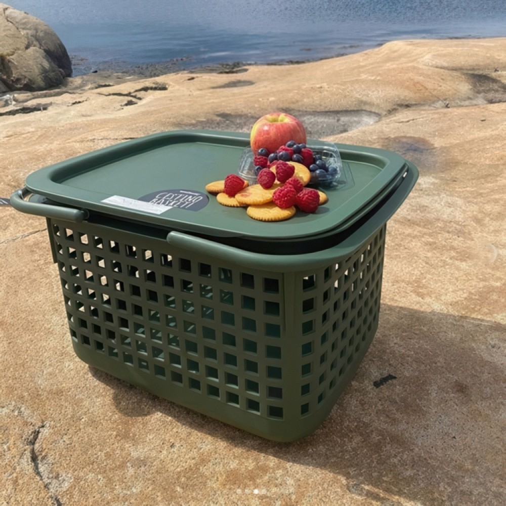 Korg med Lock, från Japan, 23 L, CESTINO MEDIUM, 42 × 35 × H 25 cm, Grön i gruppen Förvaring / Förråd- och garageförvaring / Korgar och hinkar hos SmartaSaker.se (41490)