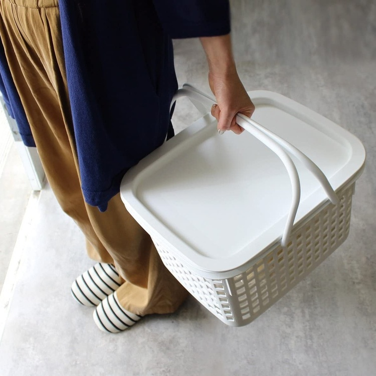 Korg med Lock, från Japan, 23 L, CESTINO MEDIUM, 42 × 35 ×H 25 cm, Vit i gruppen Förvaring / Förråd- och garageförvaring / Korgar och hinkar hos SmartaSaker.se (41491)