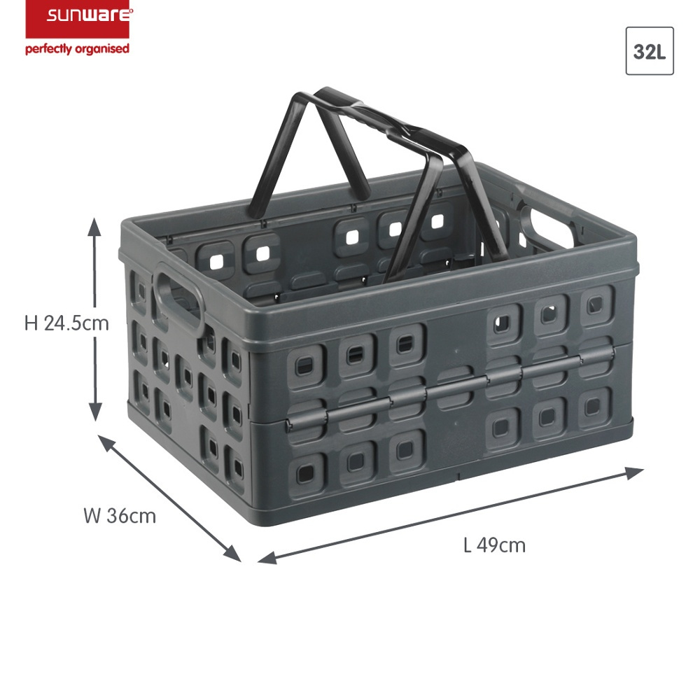 Korg, Hopfällbar, med Handtag, 32 Liter, LARGE FOLDING BASKET, 49 x 36 x H24,5 cm, Mörkgrå i gruppen Förvaring / Förråd- och garageförvaring hos SmartaSaker.se (41497)