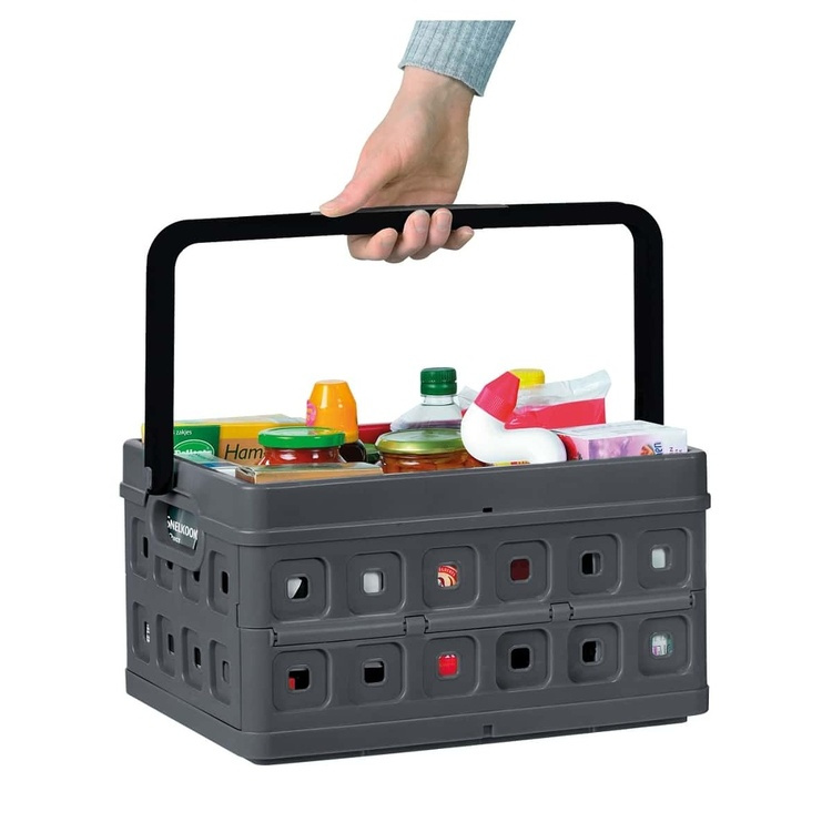 Korg, Hopfällbar, med Handtag, 24 Liter, MEDIUM FOLDING BASKET, 44 x 31,5 x H21 cm, Mörkgrå i gruppen Förvaring / Förråd- och garageförvaring / Korgar och hinkar hos SmartaSaker.se (41498)