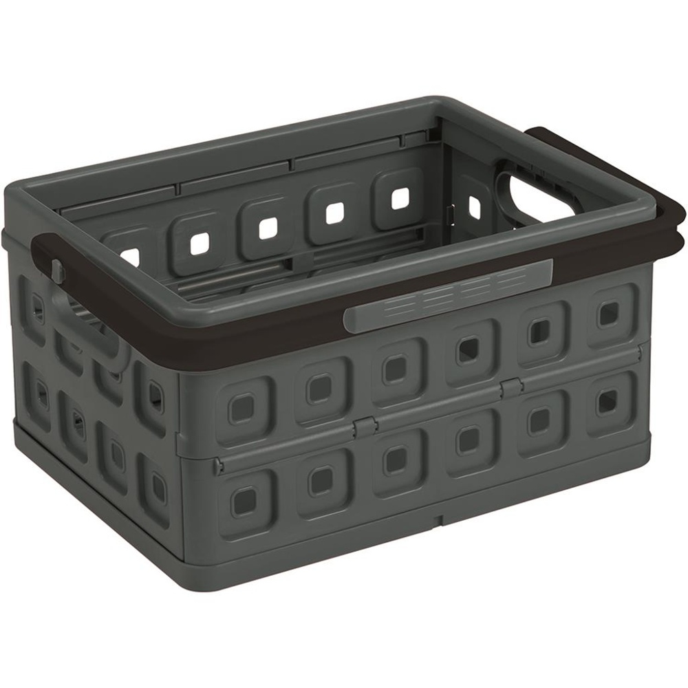 Korg, Hopfällbar, med Handtag, 24 Liter, MEDIUM FOLDING BASKET, 44 x 31,5 x H21 cm, Mörkgrå i gruppen Förvaring / Förråd- och garageförvaring / Korgar och hinkar hos SmartaSaker.se (41498)
