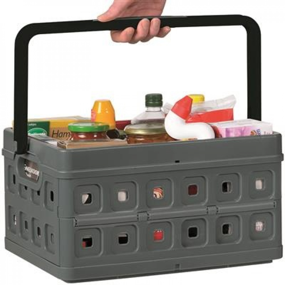 Korg, Hopfällbar, med Handtag, 24 Liter, MEDIUM FOLDING BASKET, 44 x 31,5 x H21 cm, Mörkgrå i gruppen Förvaring / Förråd- och garageförvaring / Korgar och hinkar hos SmartaSaker.se (41498)