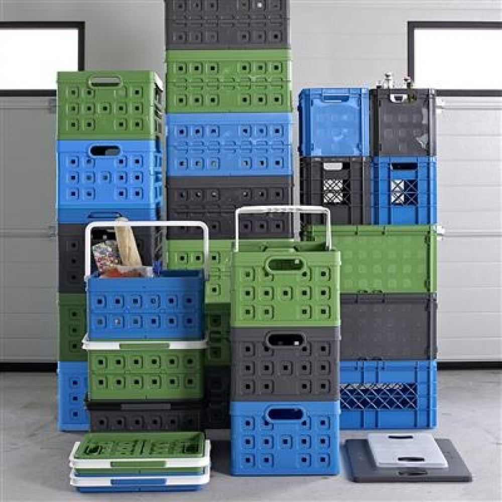 Korg, Hopfällbar, med Handtag, 24 Liter, MEDIUM FOLDING BASKET, 44 x 31,5 x H21 cm, Mörkgrå i gruppen Förvaring / Förråd- och garageförvaring / Korgar och hinkar hos SmartaSaker.se (41498)