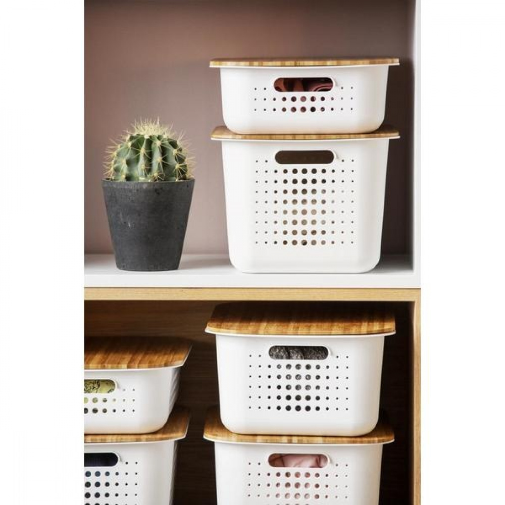 Korg, SMARTSTORE 13L BASKET RECYCLED, 37 x 28 x H20 cm, Vit i gruppen Förvaring / Förråd- och garageförvaring / Korgar och hinkar hos SmartaSaker.se (41500)