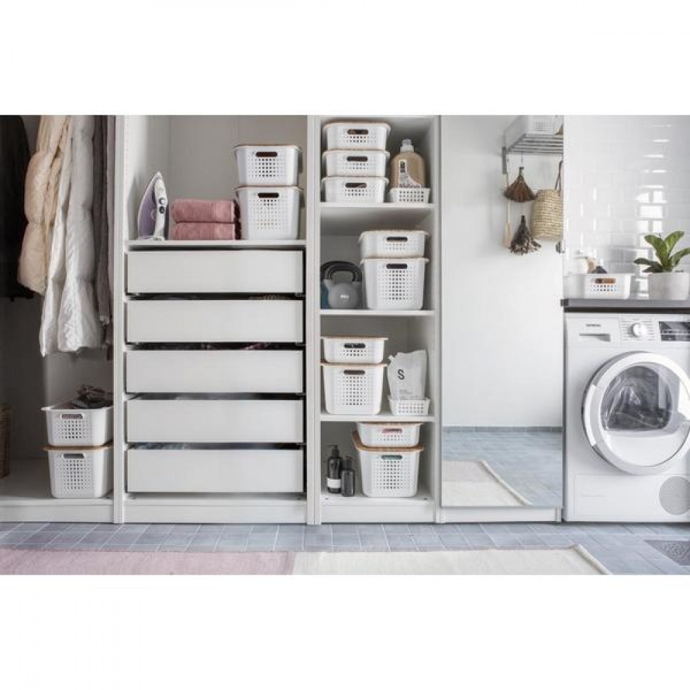 Korg, SMARTSTORE 13L BASKET RECYCLED, 37 x 28 x H20 cm, Vit i gruppen Förvaring / Förråd- och garageförvaring / Korgar och hinkar hos SmartaSaker.se (41500)