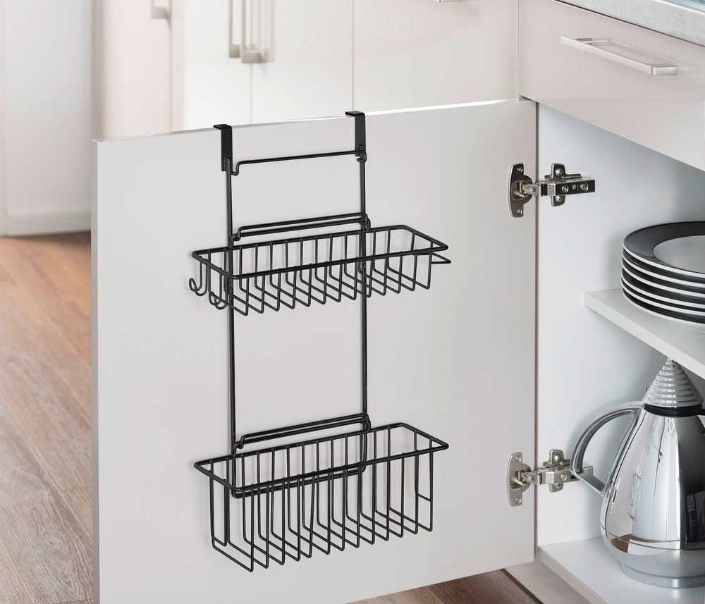 Korgar för skåpdörr, CLIP-ON-BASKET, 24 x 15 x H 11,5 cm, Svart i gruppen Förvaring / Köksförvaring / Organisera köksskåp hos SmartaSaker.se (41502)
