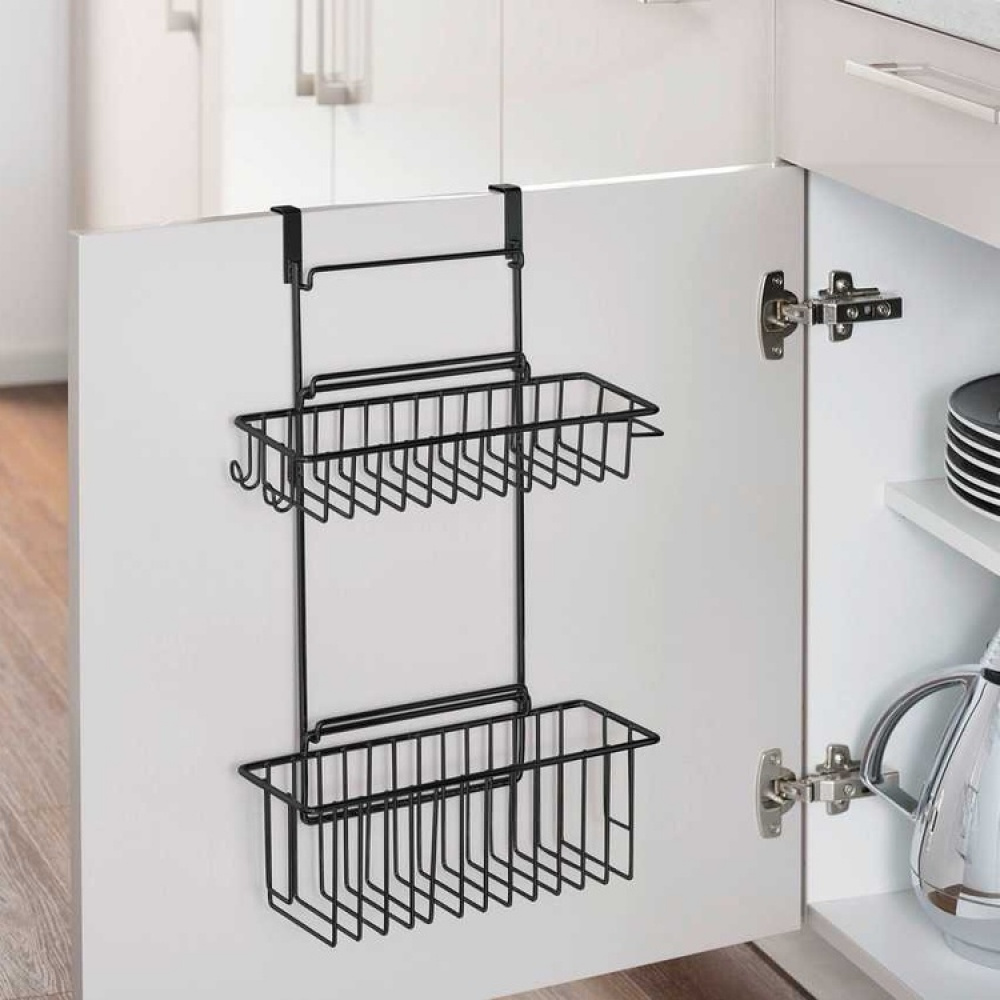 Korgar för skåpdörr, CLIP-ON-BASKET, 24 x 15 x H 11,5 cm, Svart i gruppen Förvaring / Köksförvaring / Organisera köksskåp / Under diskbänksförvaring hos SmartaSaker.se (41502)