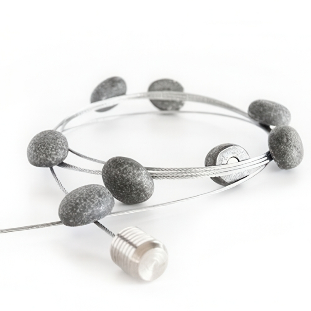 Korthållare med 8 magneter, STONE, 150 cm, Silver / Grå i gruppen Förvaring / Magneter och självhäftande / Magnetförvaring hos SmartaSaker.se (41504)