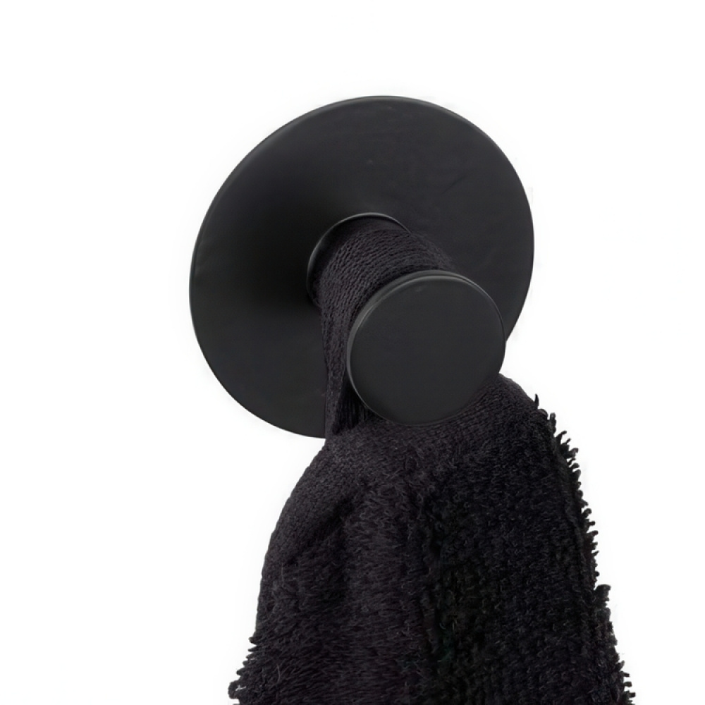 Krok i metall, Självhäftande, Rund, CELANO, Ø 5 x 3,3 cm, Svart i gruppen Förvaring / Magneter och självhäftande / Självhäftande krokar hos SmartaSaker.se (41520)
