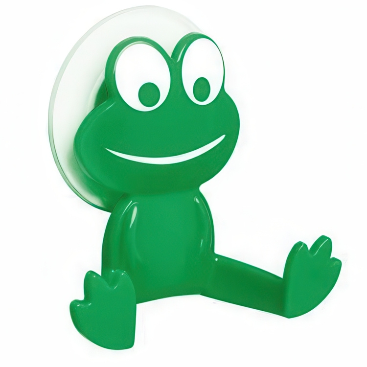 Krok med sugpropp, HAPPY GREEN FROG, 9,5 x H 9,5 cm, Grön i gruppen Förvaring / Badrumsförvaring hos SmartaSaker.se (41525)