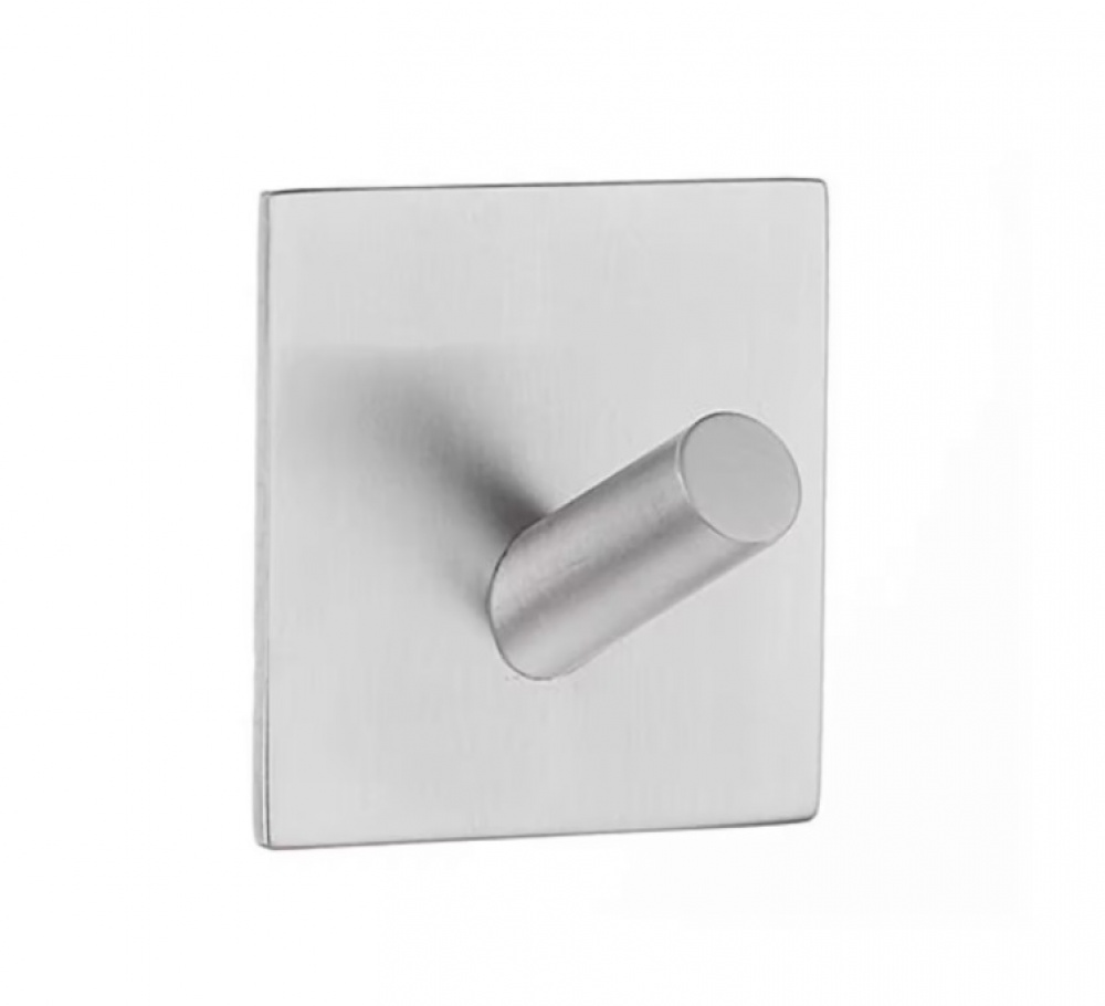 Krok, Självhäftande, Fyrkantig, BESLAGSBODEN, 4,5 x H 4,5 cm, Borstat rostfritt stål i gruppen Förvaring / Magneter och självhäftande / Självhäftande krokar hos SmartaSaker.se (41534)
