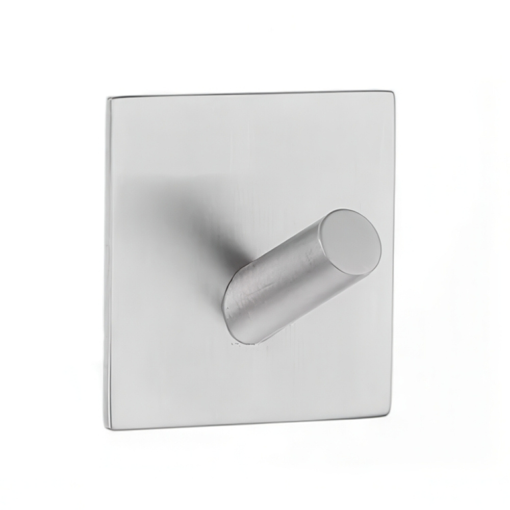 Krok, Självhäftande, Fyrkantig, BESLAGSBODEN, 4,5 x H 4,5 cm, Borstat rostfritt stål i gruppen Förvaring / Magneter och självhäftande / Självhäftande krokar hos SmartaSaker.se (41534)