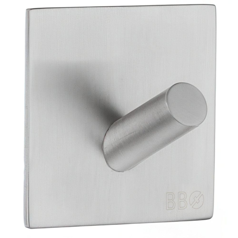 Krok, Självhäftande, Fyrkantig, BESLAGSBODEN, 4,5 x H 4,5 cm, Borstat rostfritt stål i gruppen Förvaring / Magneter och självhäftande / Självhäftande krokar hos SmartaSaker.se (41534)