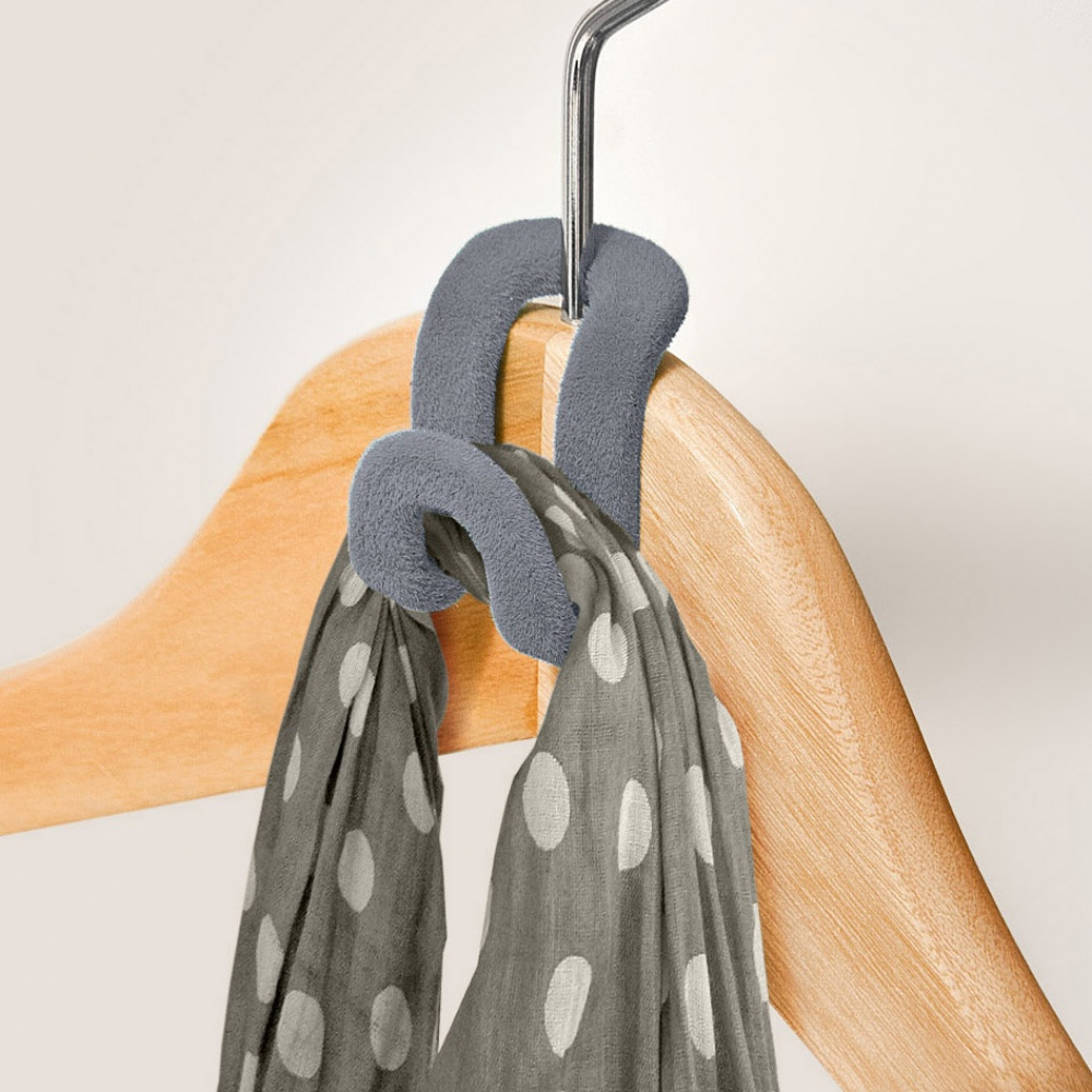 Krokar för galgar, 8 st, VELVET CASCADE HOOKS, Anti Slip, Grå i gruppen Förvaring / Garderobsförvaring / Galgar och hängare hos SmartaSaker.se (41543)