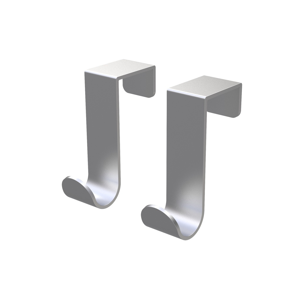 Krokar för skåpdörr / låda, 2 st, SMALL J-HOOKS, Borstad rostfritt stål i gruppen Förvaring / Sovrumsförvaring / Dörrkrokar hos SmartaSaker.se (41547)