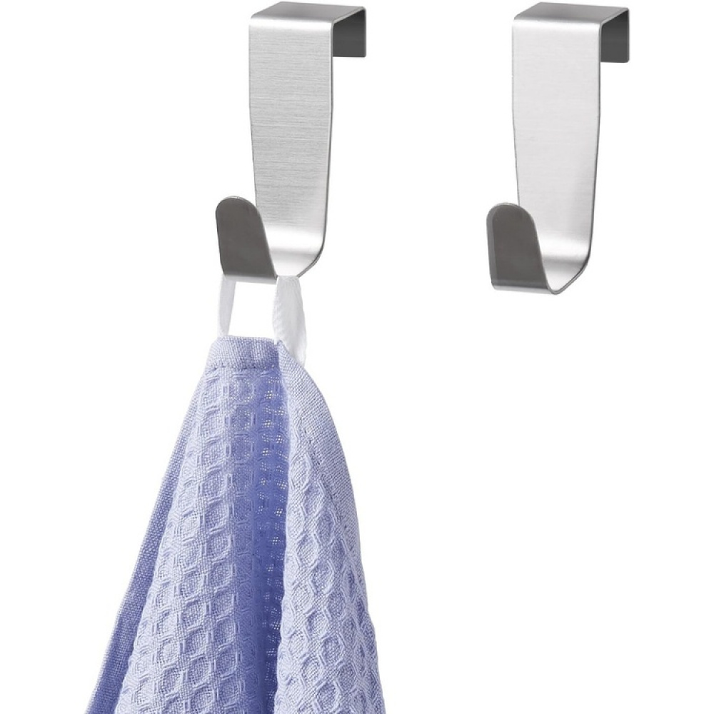 Krokar för skåpdörr / låda, Borstad rostfritt stål, 2 st, SIMPLY SMART, Silver i gruppen Förvaring / Sovrumsförvaring / Dörrkrokar hos SmartaSaker.se (41548)