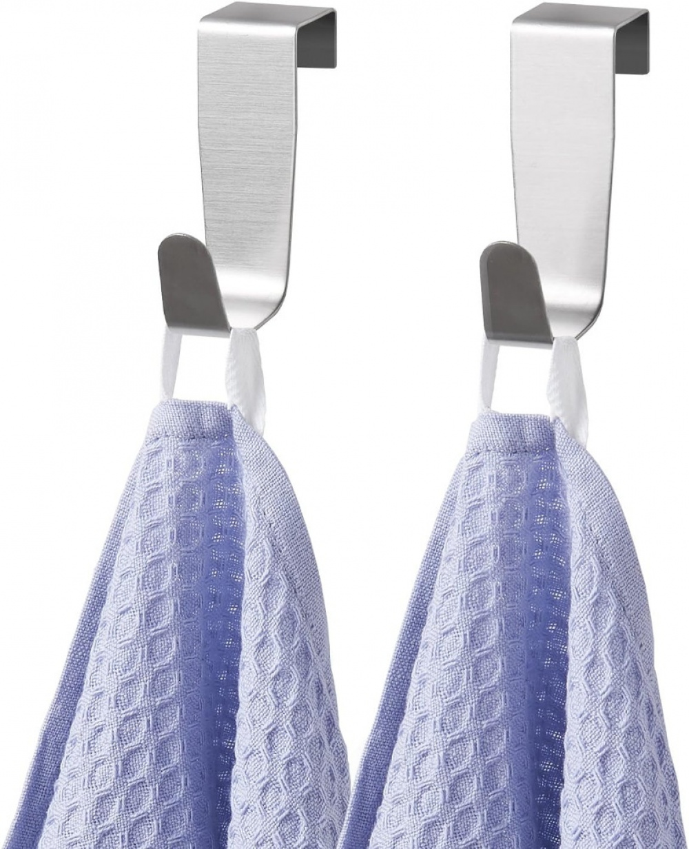 Krokar för skåpdörr / låda, Borstad rostfritt stål, 2 st, SIMPLY SMART, Silver i gruppen Förvaring / Sovrumsförvaring / Dörrkrokar hos SmartaSaker.se (41548)