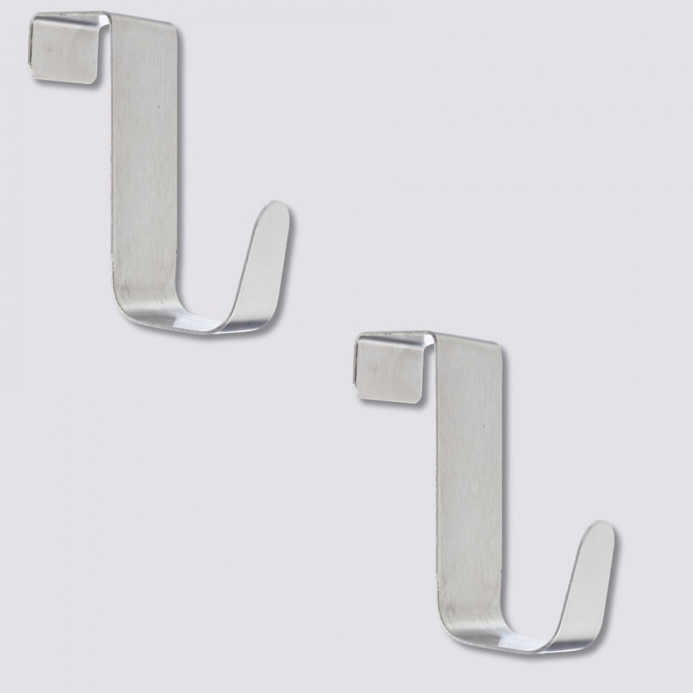 Krokar för skåpdörr / låda, Borstad rostfritt stål, 2 st, SIMPLY SMART, Silver i gruppen Förvaring / Sovrumsförvaring / Dörrkrokar hos SmartaSaker.se (41548)