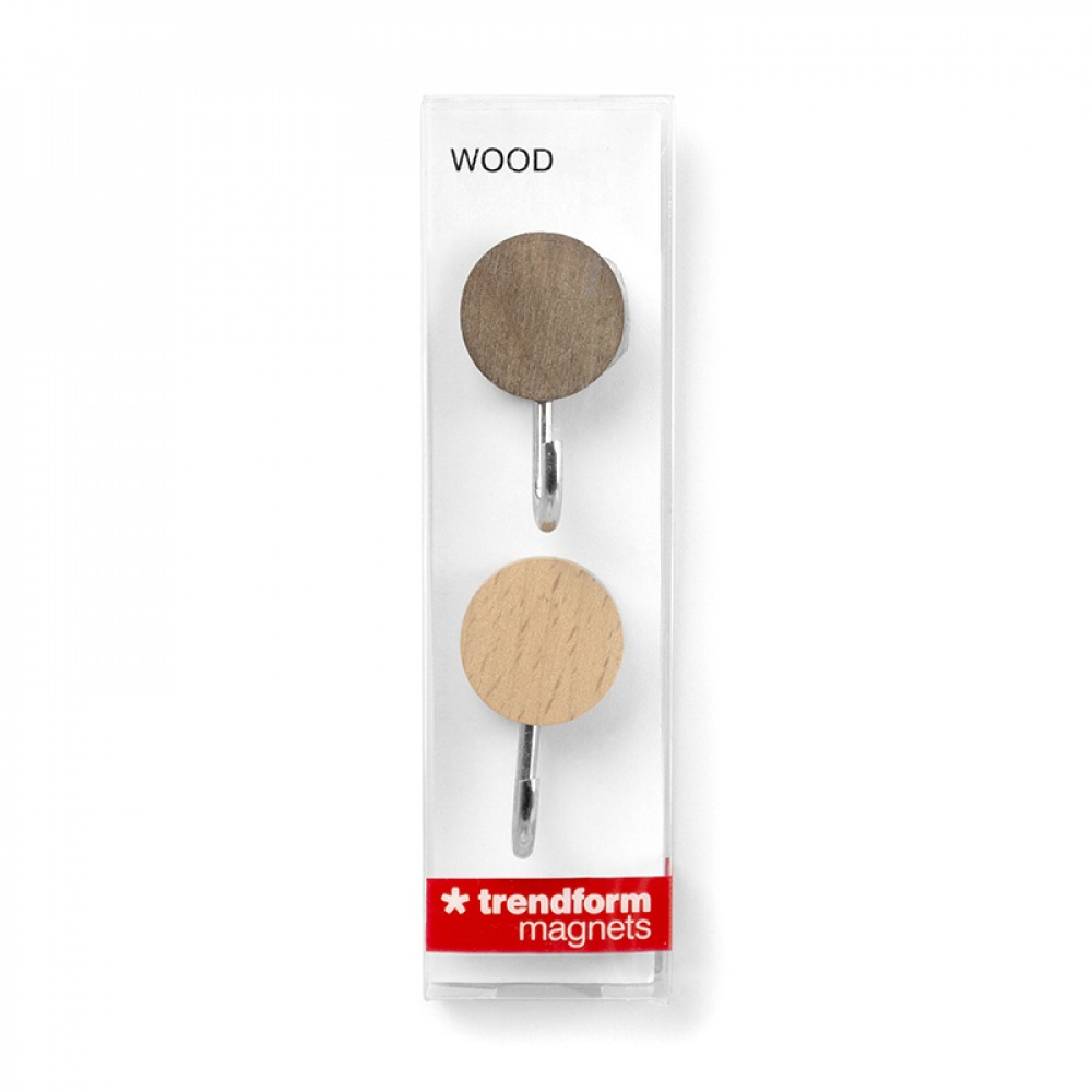 Krokar, Magnetiska, 2 st, WOOD HOOK, Ã˜ 2,5 cm x H 4,5 cm, Valnöt / Natur i gruppen Förvaring / Magneter och självhäftande / Magnetkrokar hos SmartaSaker.se (41560)