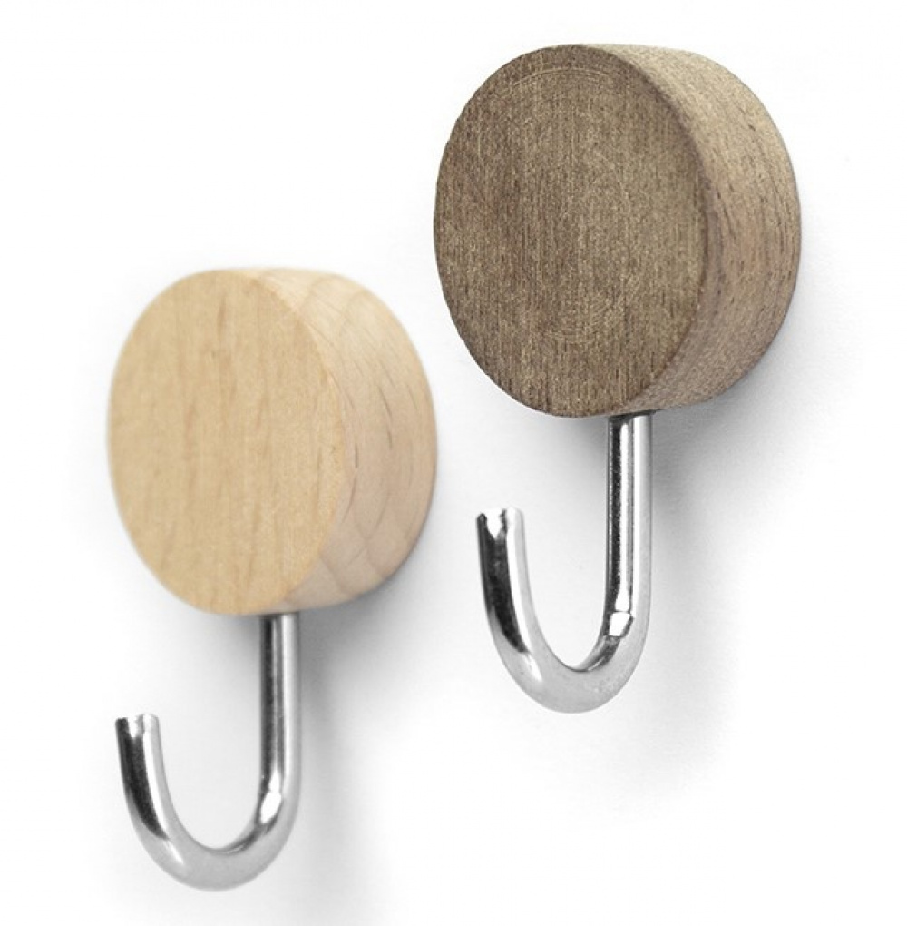 Krokar, Magnetiska, 2 st, WOOD HOOK, Ã˜ 2,5 cm x H 4,5 cm, Valnöt / Natur i gruppen Förvaring / Magneter och självhäftande / Magnetkrokar hos SmartaSaker.se (41560)