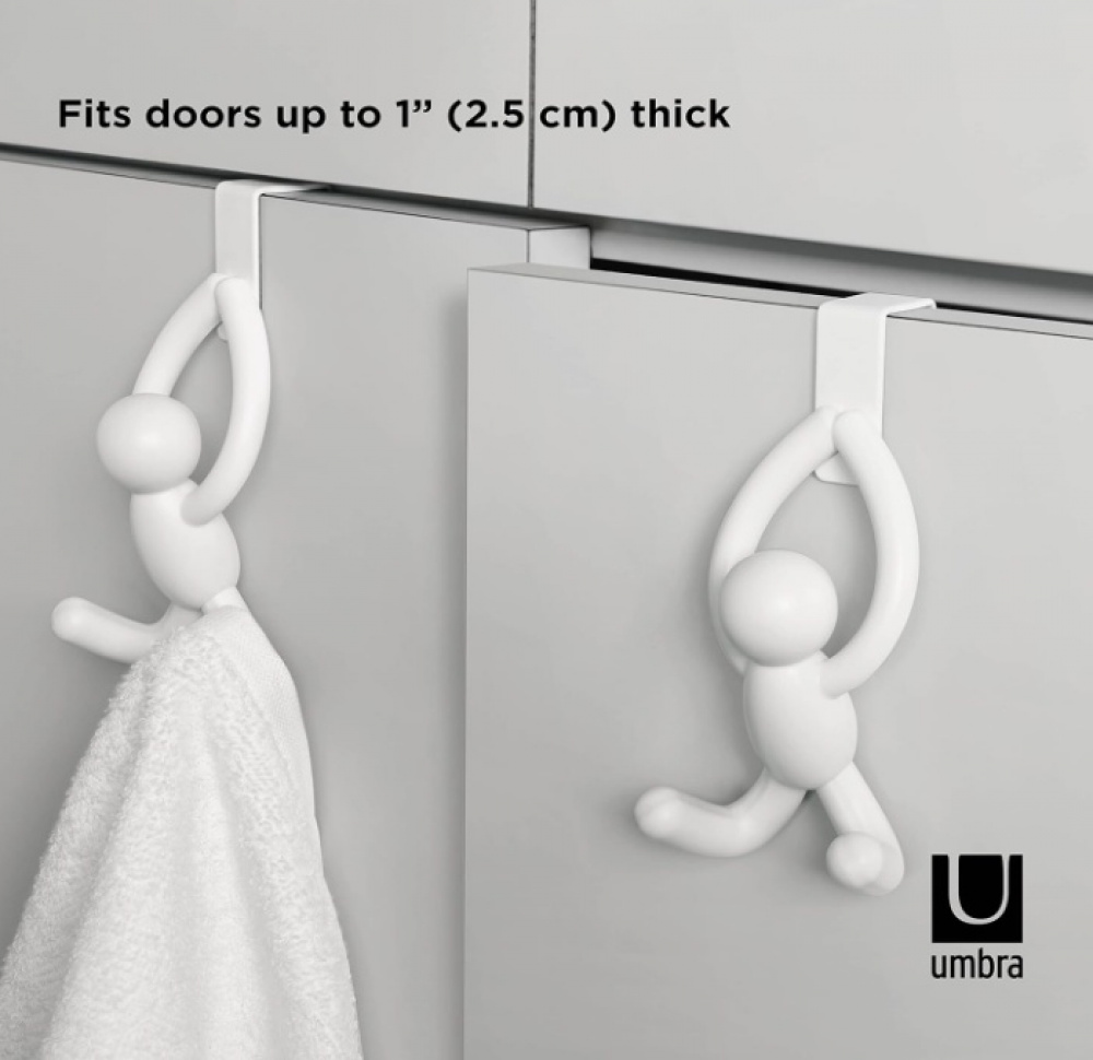 Krokar, över skåpdörr, 2 st, BUDDY CABINET HOOKS, Umbra, Vita i gruppen Förvaring / Sovrumsförvaring / Dörrkrokar hos SmartaSaker.se (41561)