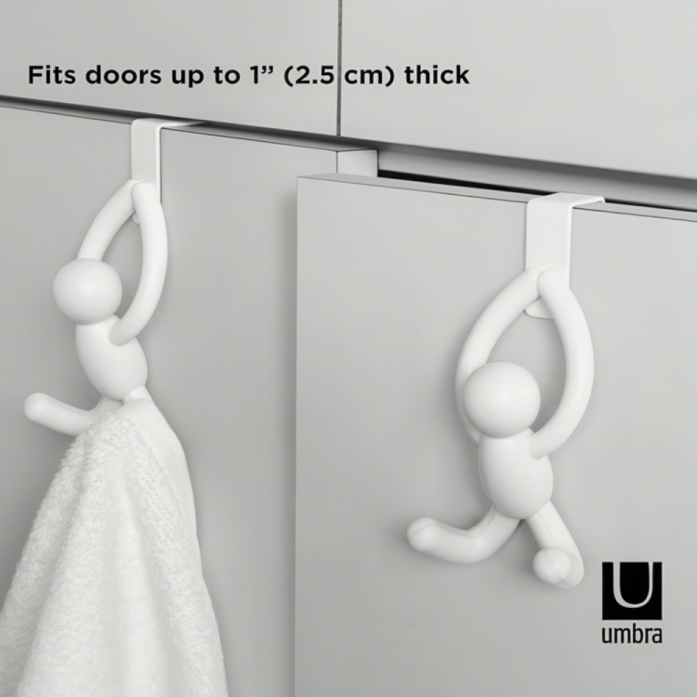 Krokar, över skåpdörr, 2 st, BUDDY CABINET HOOKS, Umbra, Vita i gruppen Förvaring / Sovrumsförvaring / Dörrkrokar hos SmartaSaker.se (41561)