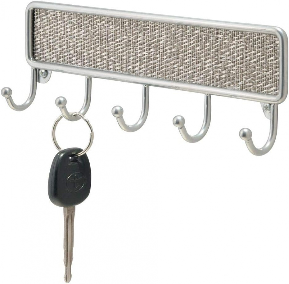 Kroklist med 5 krokar, TWILLO METALLICO, 20,5 x 3 x H 7 cm, Silver i gruppen Förvaring / Hallförvaring / Krokar och hängare hos SmartaSaker.se (41564)