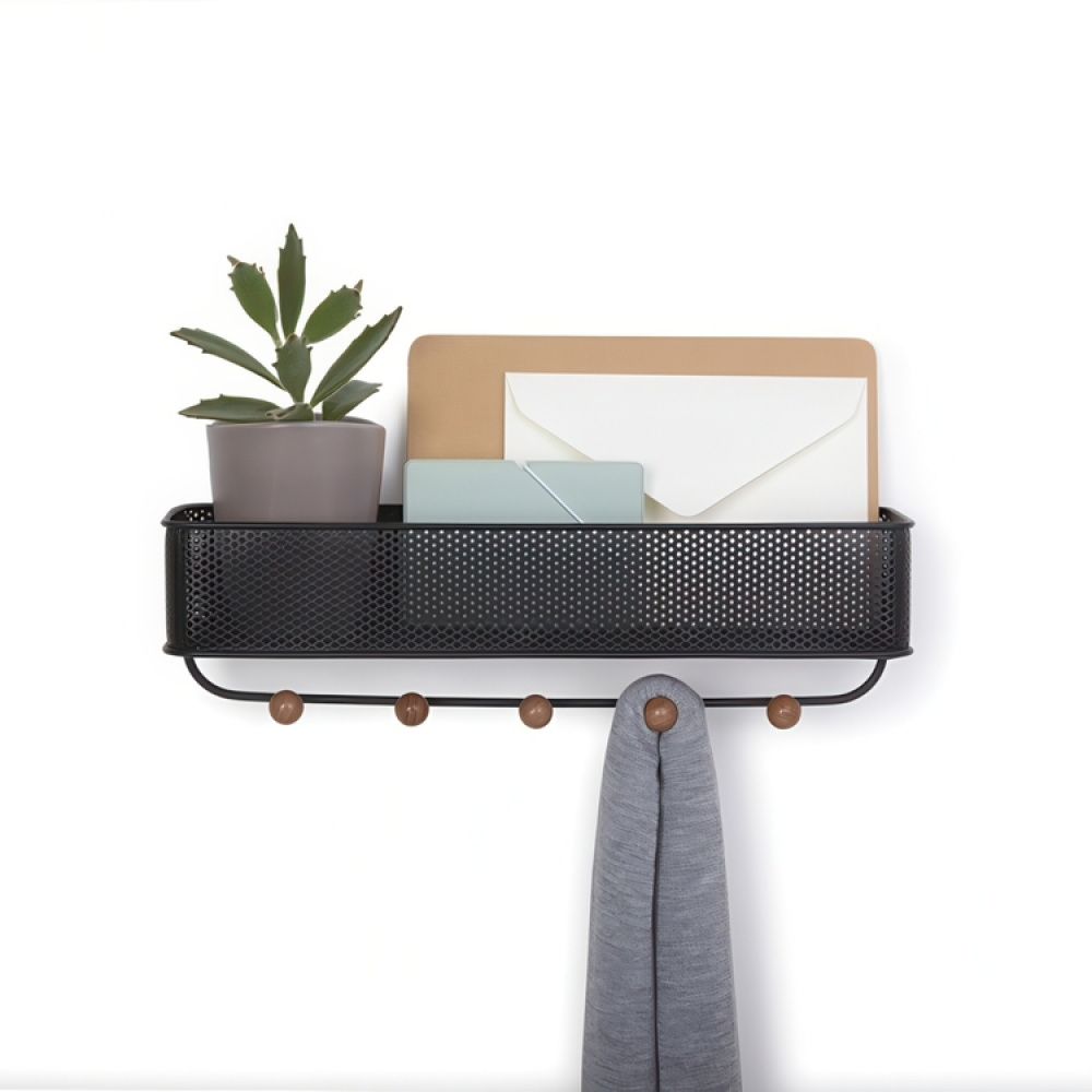 Kroklist med hylla, ESTIQUE, Umbra, 32 x 9 x H 9 cm i gruppen Förvaring / Hallförvaring / Krokar och hängare hos SmartaSaker.se (41570)