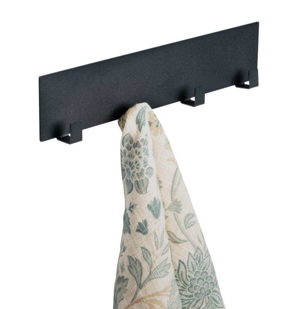Kroklist, 4 krokar, Magnetisk / Självhäftande, BLACK HOOK RAIL, 30 x 2 x H 6,5, Svart i gruppen Förvaring / Magneter och självhäftande / Magnetkrokar hos SmartaSaker.se (41575)