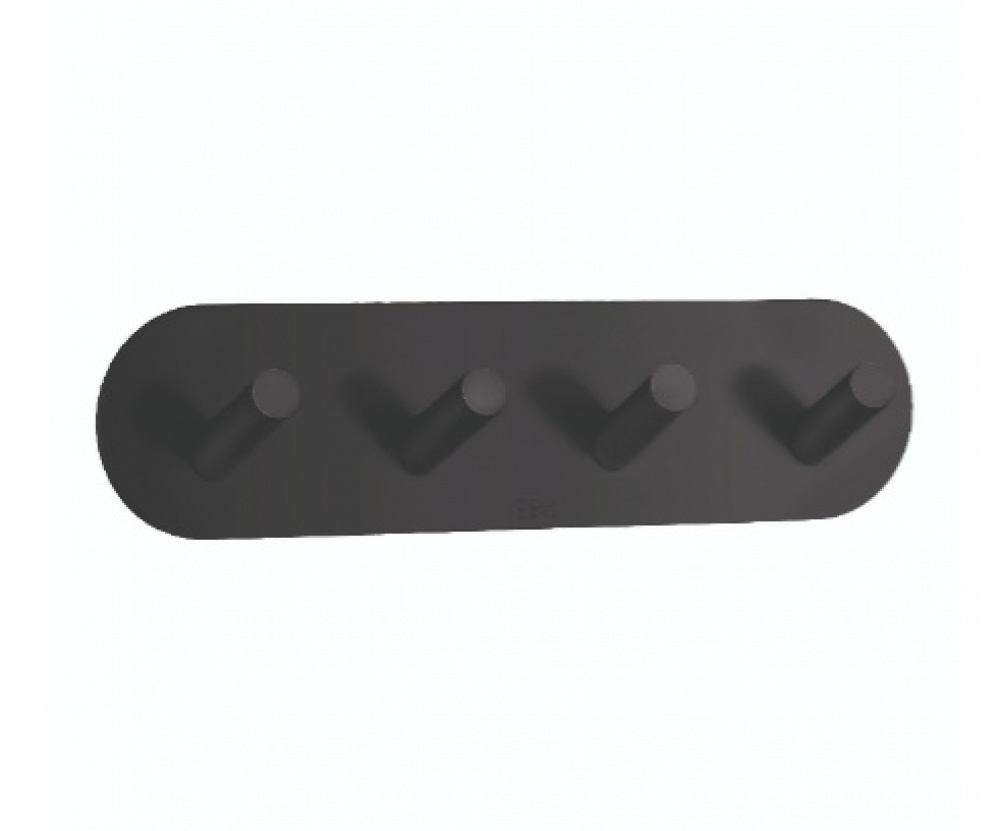 Kroklist, 4 krokar, Självhäftande, BESLAGSBODEN, 19,2 x H 4,8 cm, Svart i gruppen Förvaring / Magneter och självhäftande / Självhäftande krokar hos SmartaSaker.se (41577)