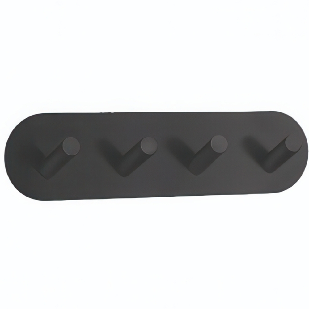 Kroklist, 4 krokar, Självhäftande, BESLAGSBODEN, 19,2 x H 4,8 cm, Svart i gruppen Förvaring / Magneter och självhäftande / Självhäftande krokar hos SmartaSaker.se (41577)