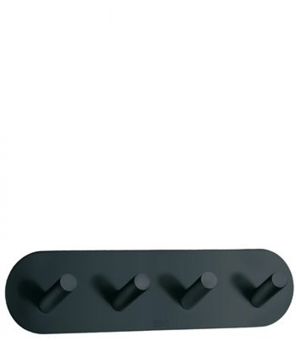 Kroklist, 4 krokar, Självhäftande, BESLAGSBODEN, 19,2 x H 4,8 cm, Svart i gruppen Förvaring / Magneter och självhäftande / Självhäftande krokar hos SmartaSaker.se (41577)