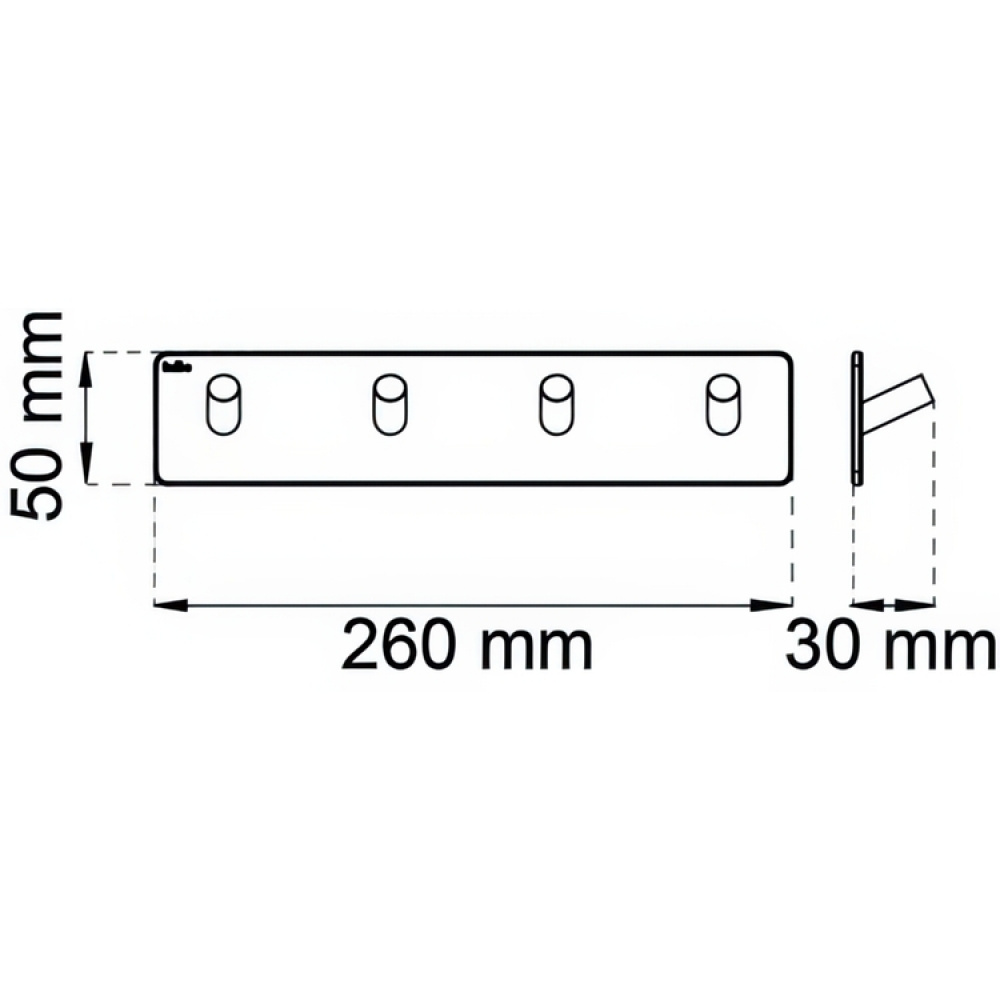 Kroklist, 4 krokar, Självhäftande, Kantig, HABO EDGE, 26 x H 5 cm i gruppen Förvaring / Magneter och självhäftande / Självhäftande krokar hos SmartaSaker.se (41580)