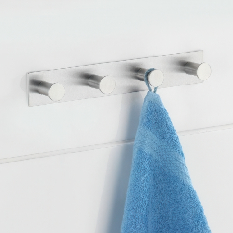 Kroklist, 4 krokar, Självhäftande, Metall, CELANO QUADRO, Silver i gruppen Förvaring / Magneter och självhäftande / Självhäftande krokar hos SmartaSaker.se (41581)