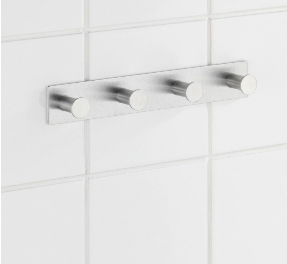 Kroklist, 4 krokar, Självhäftande, Metall, CELANO QUADRO, Silver i gruppen Förvaring / Magneter och självhäftande / Självhäftande krokar hos SmartaSaker.se (41581)