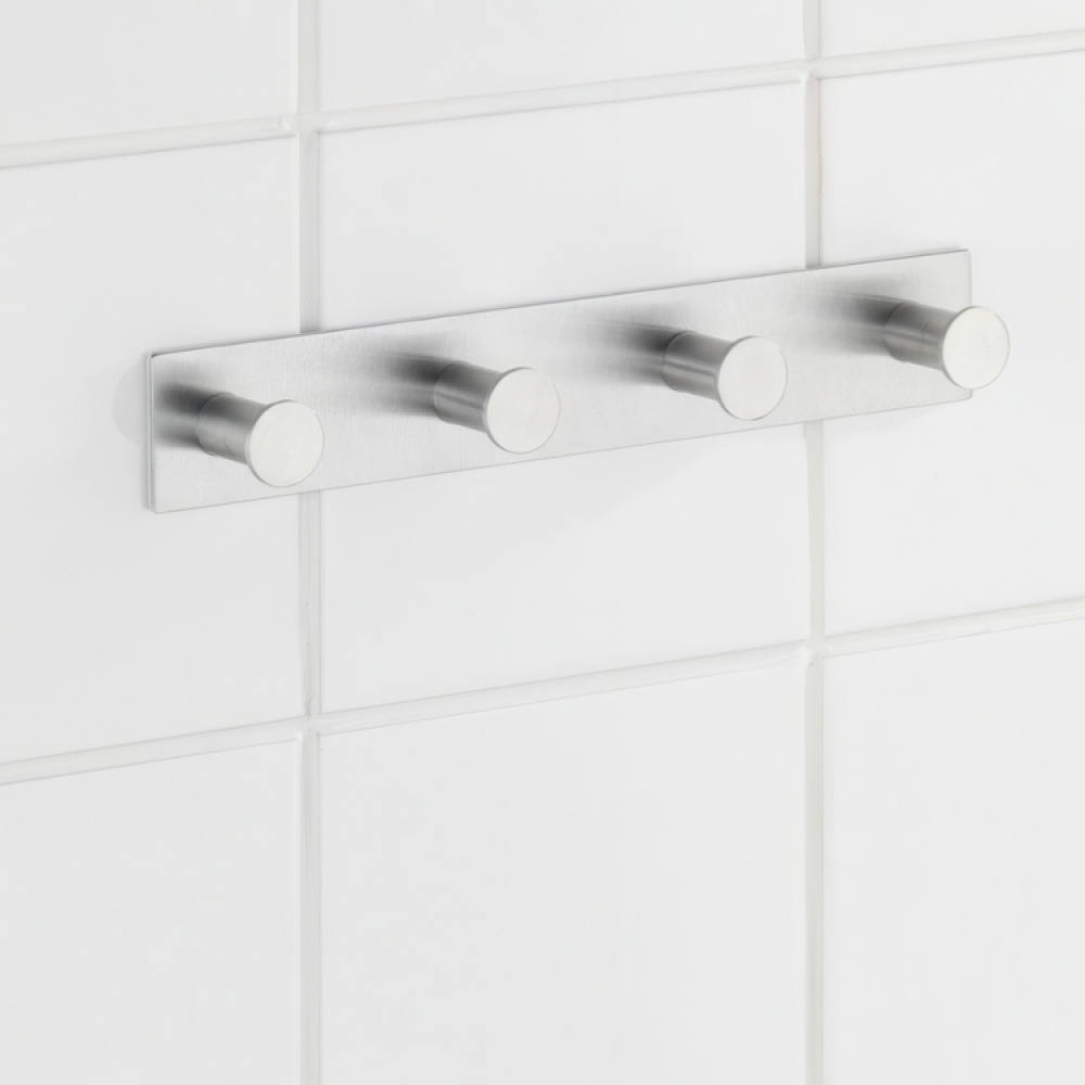 Kroklist, 4 krokar, Självhäftande, Metall, CELANO QUADRO, Silver i gruppen Förvaring / Magneter och självhäftande / Självhäftande krokar hos SmartaSaker.se (41581)