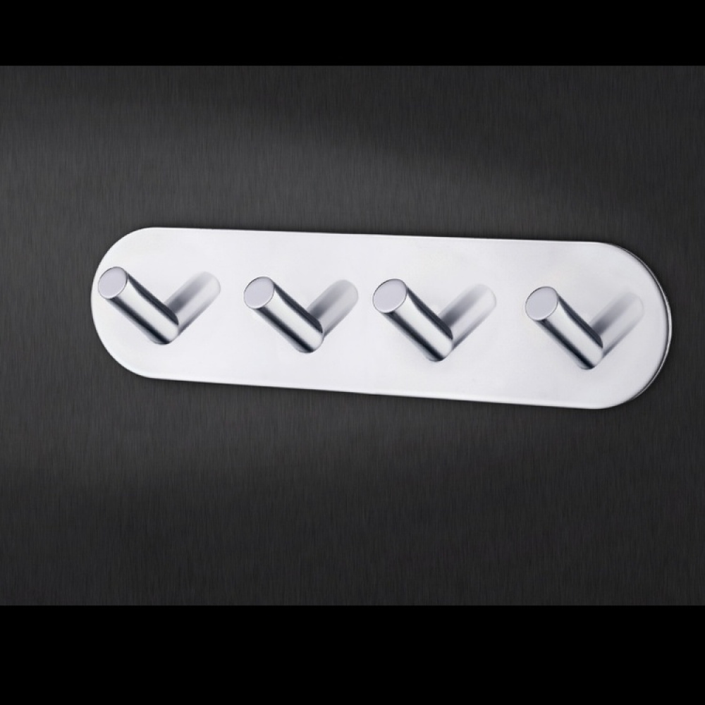 Kroklist, 4 krokar, Självhäftande, Rund, BESLAGSBODEN, 19 x H 4,8 cm, Krom i gruppen Förvaring / Magneter och självhäftande / Självhäftande krokar hos SmartaSaker.se (41583)