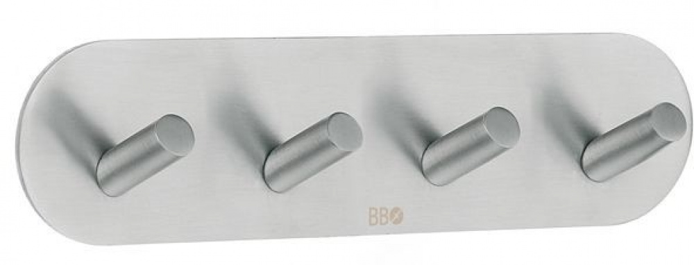 Kroklist, 4 krokar, Självhäftande, Rund, BESLAGSBODEN, 19,2 x H 4,8 cm, Borstat rostfritt stål i gruppen Förvaring / Magneter och självhäftande / Självhäftande krokar hos SmartaSaker.se (41584)
