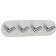 Kroklist, 4 krokar, Självhäftande, Rund, BESLAGSBODEN, 19,2 x H 4,8 cm, Borstat rostfritt stål Kroklist, 4 krokar, Självhäftande, Rund, BESLAGSBODEN, 19,2 x H 4,8 cm, Borstat rostfritt stål