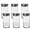 Kryddburkar i glas med metallock, 6 st, GLASS SPICE POTS, Ø 4,5 x H 9,5 cm, Klar / Silver Kryddburkar i glas med metallock, 6 st, GLASS SPICE POTS, Ø 4,5 x H 9,5 cm, Klar / Silver