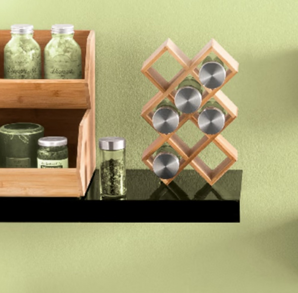 Kryddburkar i glas med metallock, 6 st, GLASS SPICE POTS, Ø 4,5 x H 9,5 cm, Klar / Silver i gruppen Förvaring / Köksförvaring / Organisera köksskåp / Kryddställ hos SmartaSaker.se (41591)