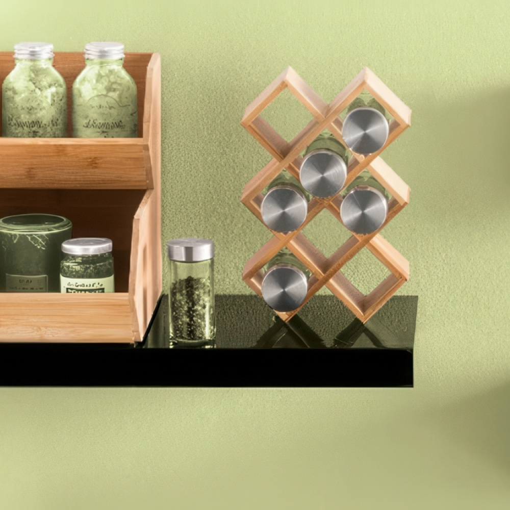 Kryddburkar i glas med metallock, 6 st, GLASS SPICE POTS, Ø 4,5 x H 9,5 cm, Klar / Silver i gruppen Förvaring / Köksförvaring / Organisera köksskåp / Kryddhyllor hos SmartaSaker.se (41591)