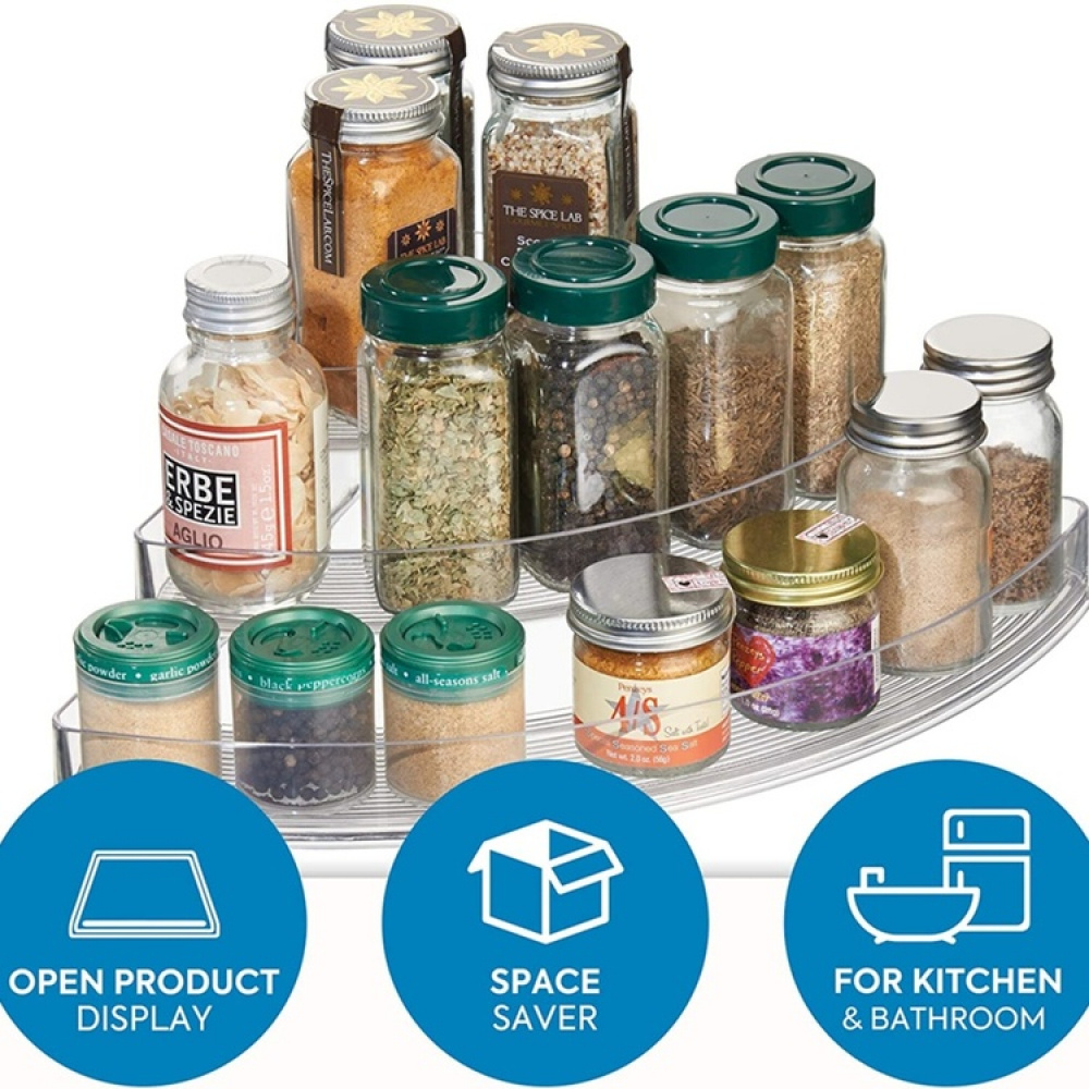 Kryddhylla för hörn, i 3 plan, CORNER SPICE RACK, 35,5 x x 25,5 x H 10 cm, Transparent i gruppen Förvaring / Köksförvaring / Organisera köksskåp / Kryddhyllor hos SmartaSaker.se (41592)
