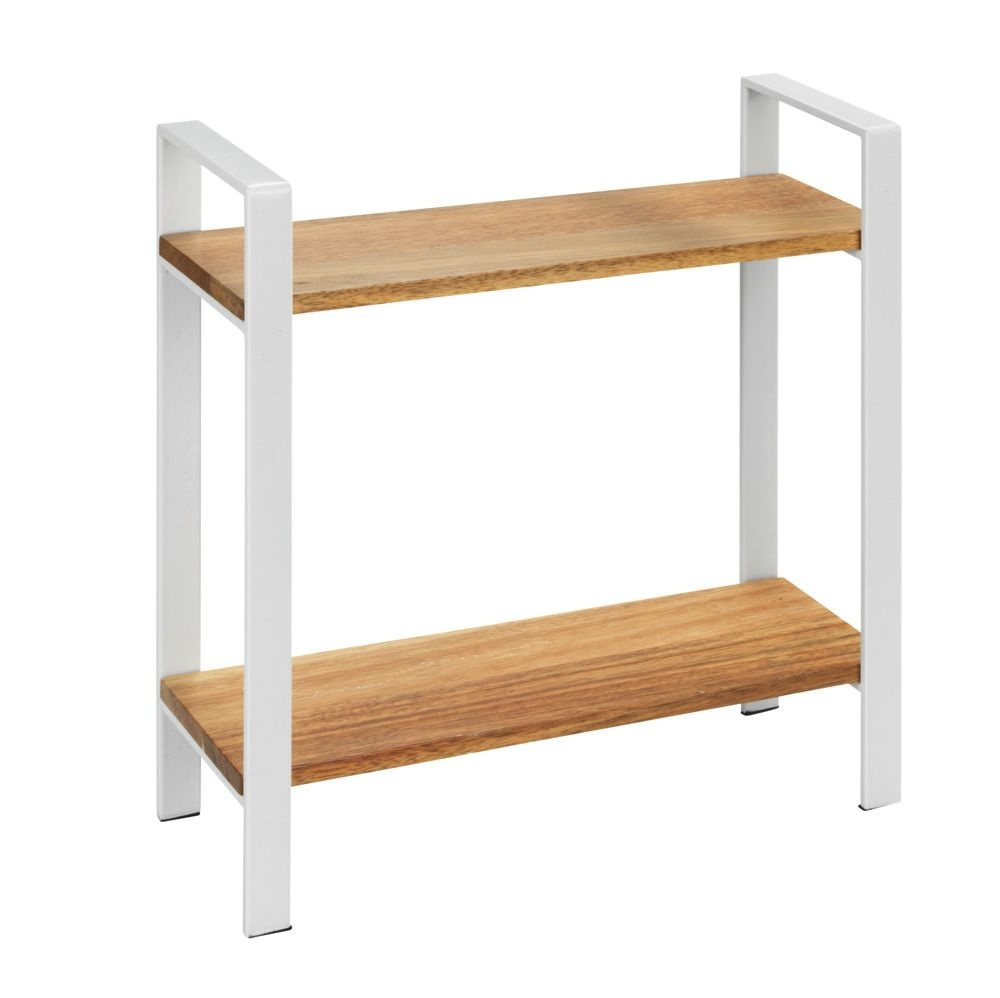 Kryddhylla för köksbänken, ACACIA DOUBLE SHELF, 32 x 11 x H 33 cm, Vit / Brun i gruppen Förvaring / Köksförvaring / Organisera köksskåp hos SmartaSaker.se (41593)