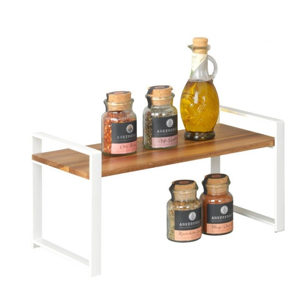 Kryddhylla för köksbänken, ACACIA SINGLE SHELF, 40 x 20 x H 20 cm, Vit / Brun i gruppen Förvaring / Köksförvaring / Organisera köksskåp hos SmartaSaker.se (41594)