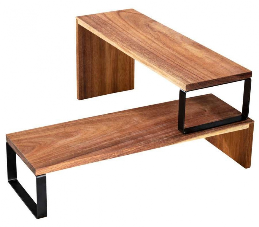 Kryddhylla för köksbänken, 2-delad, ACACIA KITCHEN SHELF, Brun / Svart i gruppen Förvaring / Köksförvaring / Organisera köksskåp / Kryddställ hos SmartaSaker.se (41596)