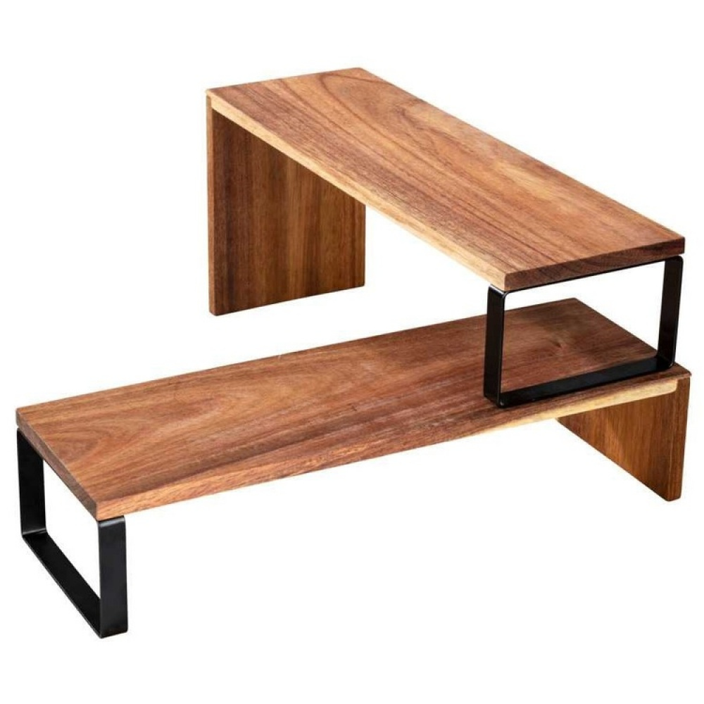 Kryddhylla för köksbänken, 2-delad, ACACIA KITCHEN SHELF, Brun / Svart i gruppen Förvaring / Köksförvaring / Organisera köksskåp / Kryddhyllor hos SmartaSaker.se (41596)