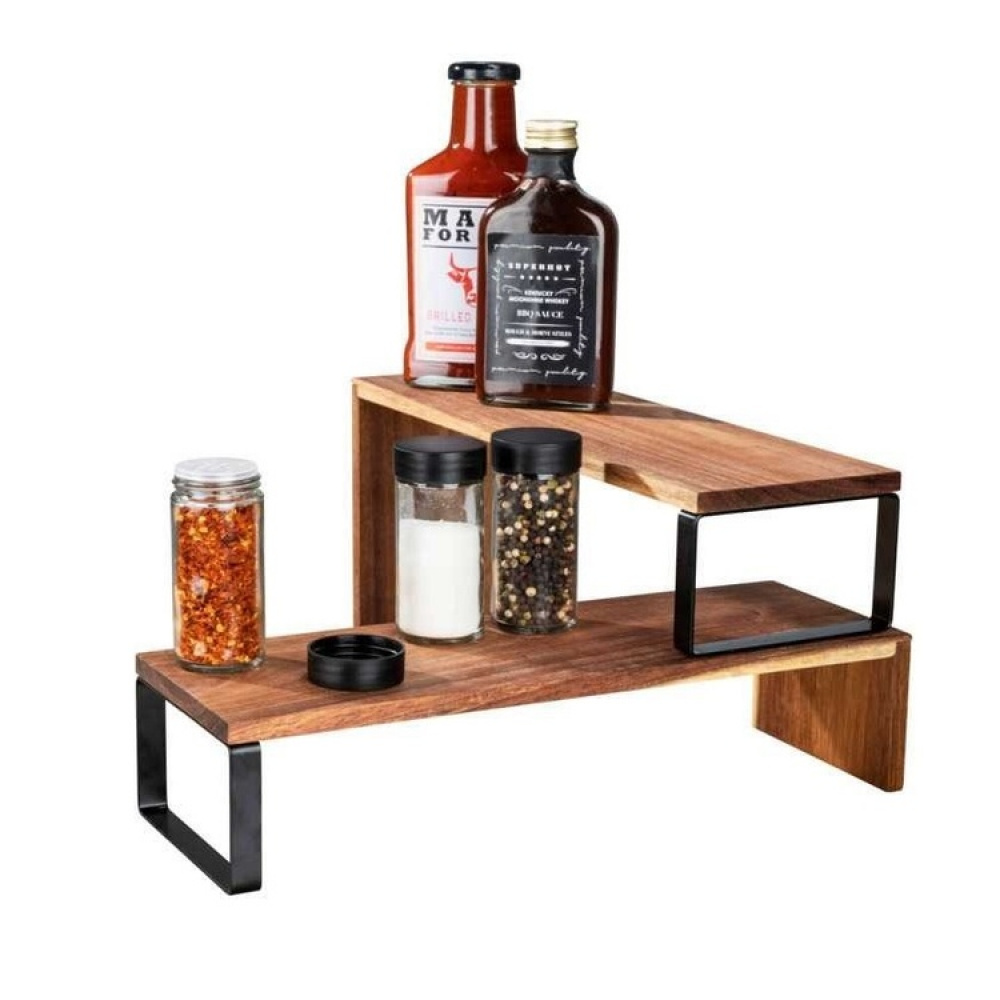 Kryddhylla för köksbänken, 2-delad, ACACIA KITCHEN SHELF, Brun / Svart i gruppen Förvaring / Köksförvaring / Organisera köksskåp / Kryddhyllor hos SmartaSaker.se (41596)
