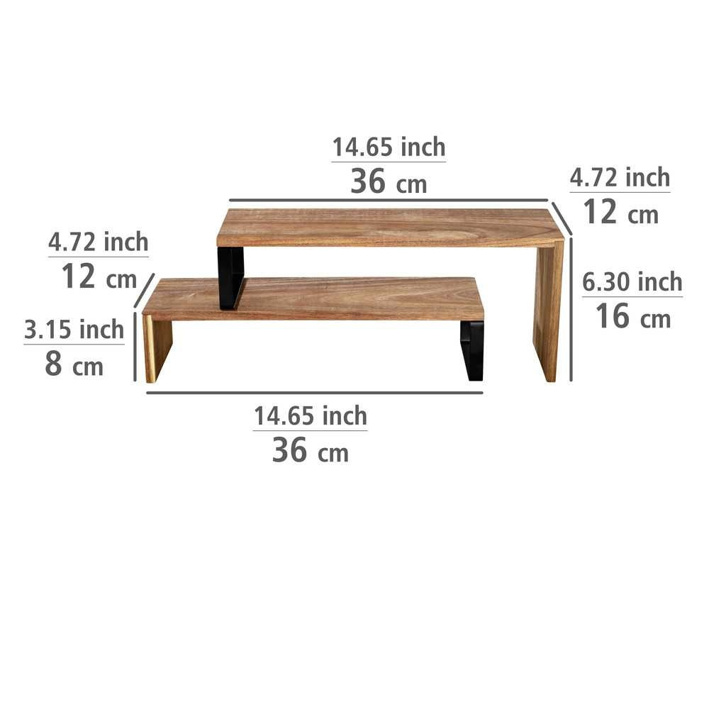 Kryddhylla för köksbänken, 2-delad, ACACIA KITCHEN SHELF, Brun / Svart i gruppen Förvaring / Köksförvaring / Organisera köksskåp / Kryddställ hos SmartaSaker.se (41596)